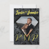 Cartons Réponse Moderne Elegant Golden Damond QR Code Mariage (Devant)