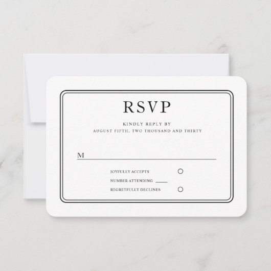 Cartons Réponse Moderne Élégant Mariage Formel Noir Et Blanc (Devant)