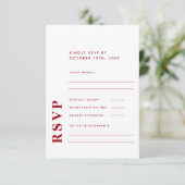 Cartons Réponse Moderne Elegant Rouge & Blanc Simple Mariage (Debout devant)