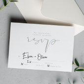 Cartons Réponse Moderne Elégant Sage Vert Neutre Blanc Mariage