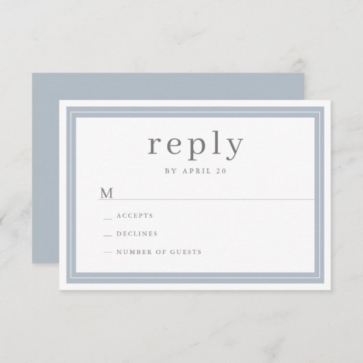 Cartons Réponse Moderne Elégant simple Dusty Mariage frontière ble (Devant / Derrière)
