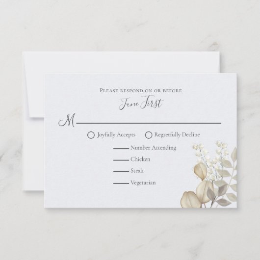 Cartons Réponse Moderne Élégant Simple Foliage Ivoire Choix de rep (Devant)