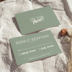 Cartons Réponse Moderne Eucalyptus Green Retro Amusant Gras Mariag