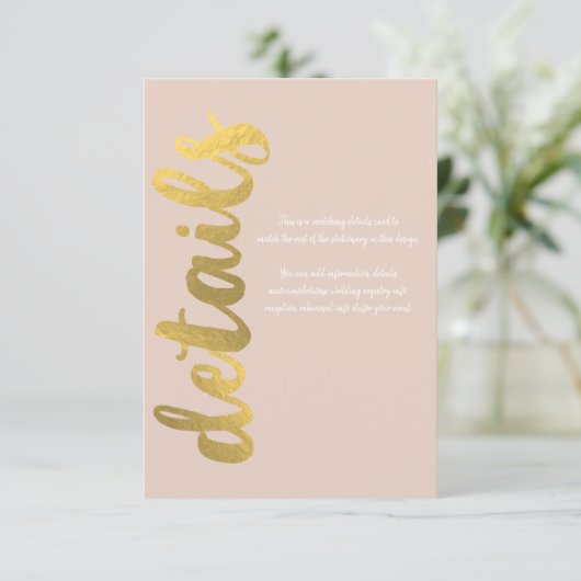 Cartons Réponse Moderne Faux Foil Foil or Beige Mariage Détails (Debout devant)