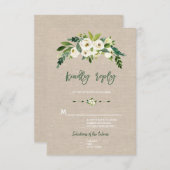 Cartons Réponse Moderne Fleurs Blanches Toile de Jute Écriture Man (Devant / Derrière)