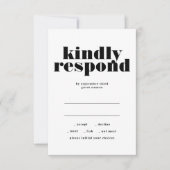 Cartons Réponse Moderne Gras Correspondant Bien Mariage Blanc Noir (Devant)