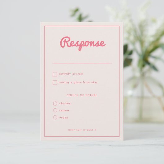 Cartons Réponse Moderne Gras Hot rose Fuchsia Retro Vibes Mariage (Debout devant)