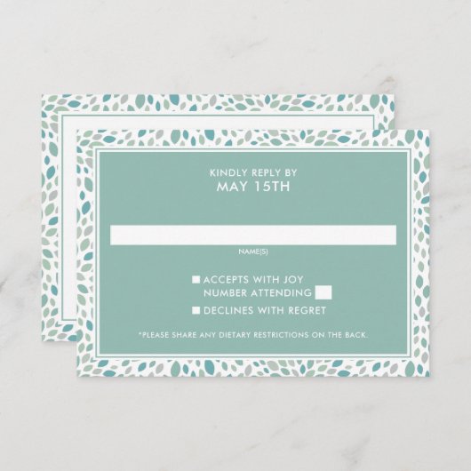 Cartons Réponse Moderne Green Seaside Abstrait Floral Mariage (Devant / Derrière)