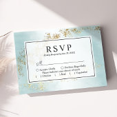 Cartons Réponse Moderne Luxe Gold Flecks Turquoise Mist Mariage