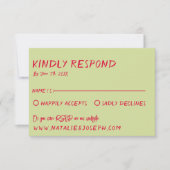 Cartons Réponse Moderne manuscrit coloré rétro amusant Gras Mariag (Devant)