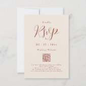 Cartons Réponse Moderne Mariage Élégant Script Beige Orange Brûlé (Devant)