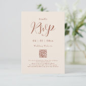 Cartons Réponse Moderne Mariage Élégant Script Beige Orange Brûlé (Debout devant)