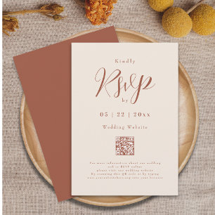 Cartons Réponse Moderne Mariage Élégant Script Beige Orange Brûlé