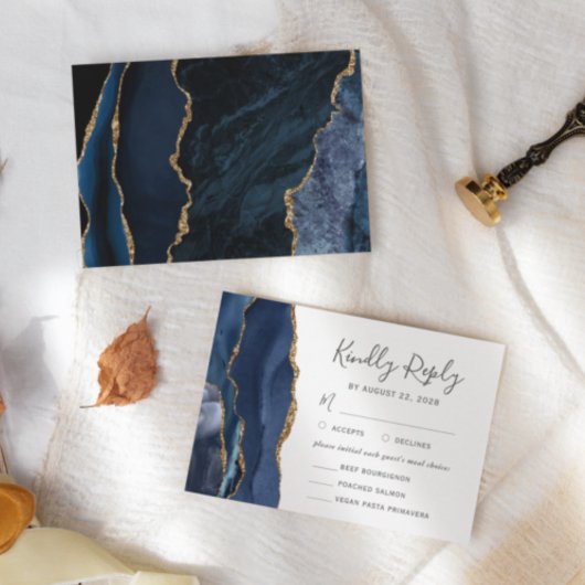 Cartons Réponse Moderne Marine Blue Gold Agate Meilleur choix de r