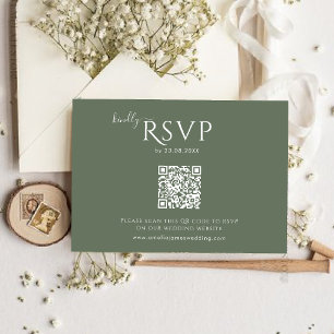 Cartons Réponse Moderne minimaliste Boho Mariage vert sauge