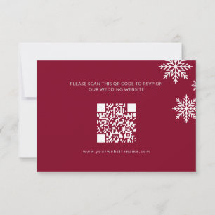 Cartons Réponse Moderne minimaliste Bugundy Winter Wedding QR Code