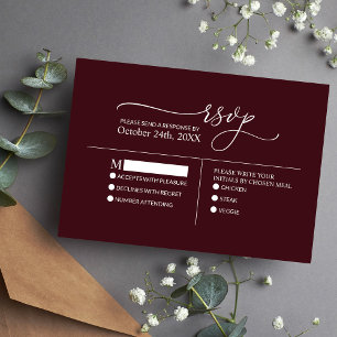 Cartons Réponse Moderne minimaliste élégant Mariage blanc bordeaux