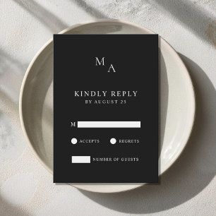 Cartons Réponse Moderne minimaliste Mariage noir et blanc