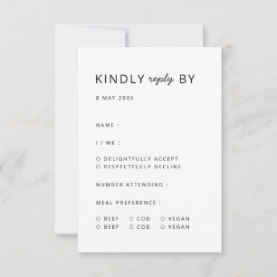 Cartons Réponse Moderne minimaliste   Nettoyer le Mariage simple