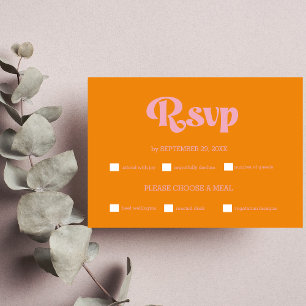 Cartons Réponse Moderne minimaliste Vibrant Orange et Mariage rose