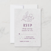 Cartons Réponse Moderne Plum Argent Grey Botanique Mariage élégant (Devant)