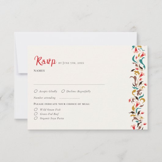 Cartons Réponse Moderne Romantique Élégant Mariage de couronne flo (Devant)