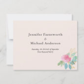 Cartons Réponse Moderne Romantique Floral Blush Rose Or Vert Bleu (Dos)