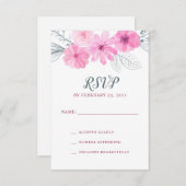 Cartons Réponse Moderne rose gris aquarelle fleurs printemps maria (Devant / Derrière)