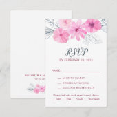 Cartons Réponse Moderne rose gris aquarelle fleurs printemps maria (Devant / Derrière)