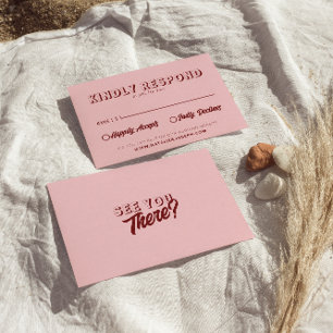 Cartons Réponse Moderne Rose Rouge Profond Rétro Gras Mariage Uniq