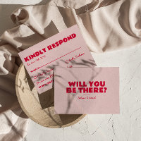 Moderne rose & rouge rétro amusant Gras Mariage un