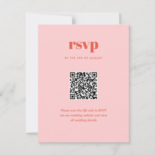 Cartons Réponse Moderne rose tendance Mix Match Mariage QR Code (Devant)