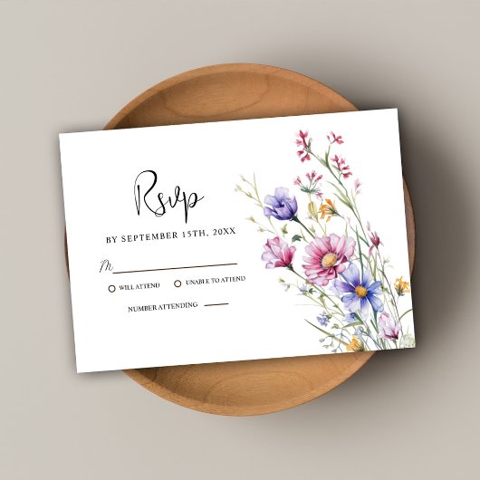 Cartons Réponse Moderne Rustique Élégant Fleur sauvage Floral Mari