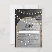 Cartons Réponse Moderne Rustique Noir Bois Lumière Arc Mariage (Devant)