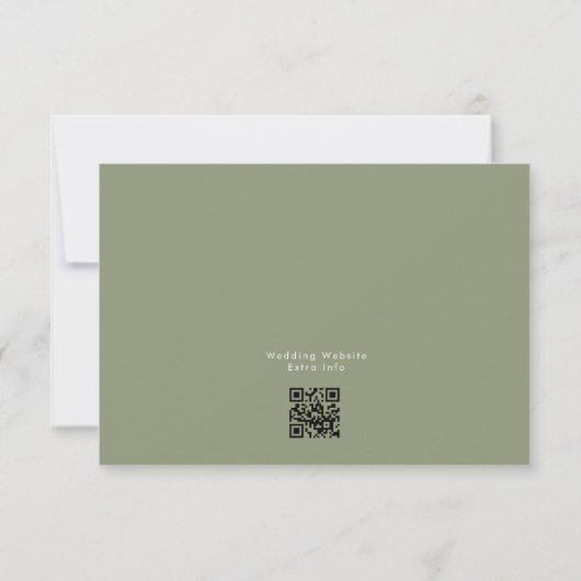 Cartons Réponse Moderne Sage Vert Blanc Simple Code QR Mariage (Dos)