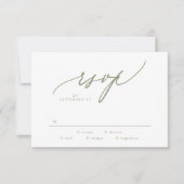Cartons Réponse Moderne Sage Vert Blanc Simple Mariage (Devant)