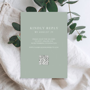 Cartons Réponse Moderne Sage Vert minimaliste QR Code Mariage