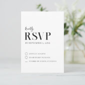 Cartons Réponse Moderne Simple Chic Mariage noir et blanc (Debout devant)