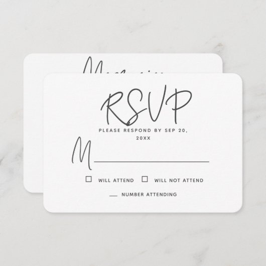 Cartons Réponse Moderne Simple Chic Minimal Memories Memorial Répo (Devant / Derrière)