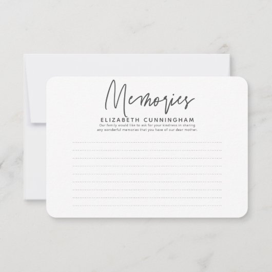 Cartons Réponse Moderne Simple Chic Minimal Memories Memorial Répo (Dos)