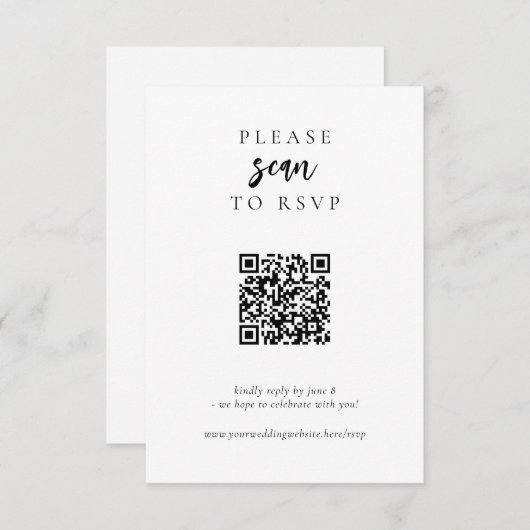 Cartons Réponse Moderne simple en ligne Mariage de code QR (Devant / Derrière)