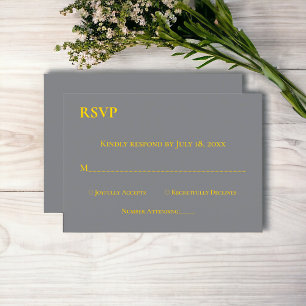 Cartons Réponse Moderne Simple Gris Or Script Monogramme Mariage