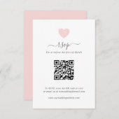 Cartons Réponse Moderne simple mignon Coeur rose QR Code Mariage (Devant / Derrière)