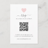 Cartons Réponse Moderne simple mignon Coeur rose QR Code Mariage (Devant)