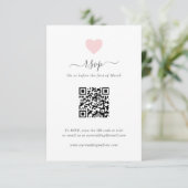 Cartons Réponse Moderne simple mignon Coeur rose QR Code Mariage (Debout devant)