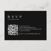 Cartons Réponse Moderne simple noir photo Mariage de code QR (Devant)