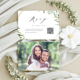 Cartons Réponse Moderne vert géométrique Rustique Mariage QR code