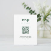Cartons Réponse Moderne vert tendance Mix Match Mariage QR Code (Debout devant)
