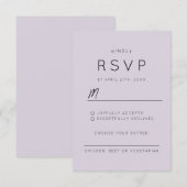 Cartons Réponse Moderne violet Lavande Mariage élégant (Devant / Derrière)