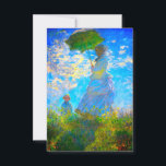 Cartons Réponse Monet Woman avec un parasol<br><div class="desc">Une carte RSVP de portrait familial avec Camille,  femme de Claude Monet,  tenant un parasol,  et son fils Jean,  se promenant dans un champ vert vif soufflé par le vent pendant une journée d’été. Un grand cadeau Monet pour les amateurs d'impressionnisme et d'art français.</div>